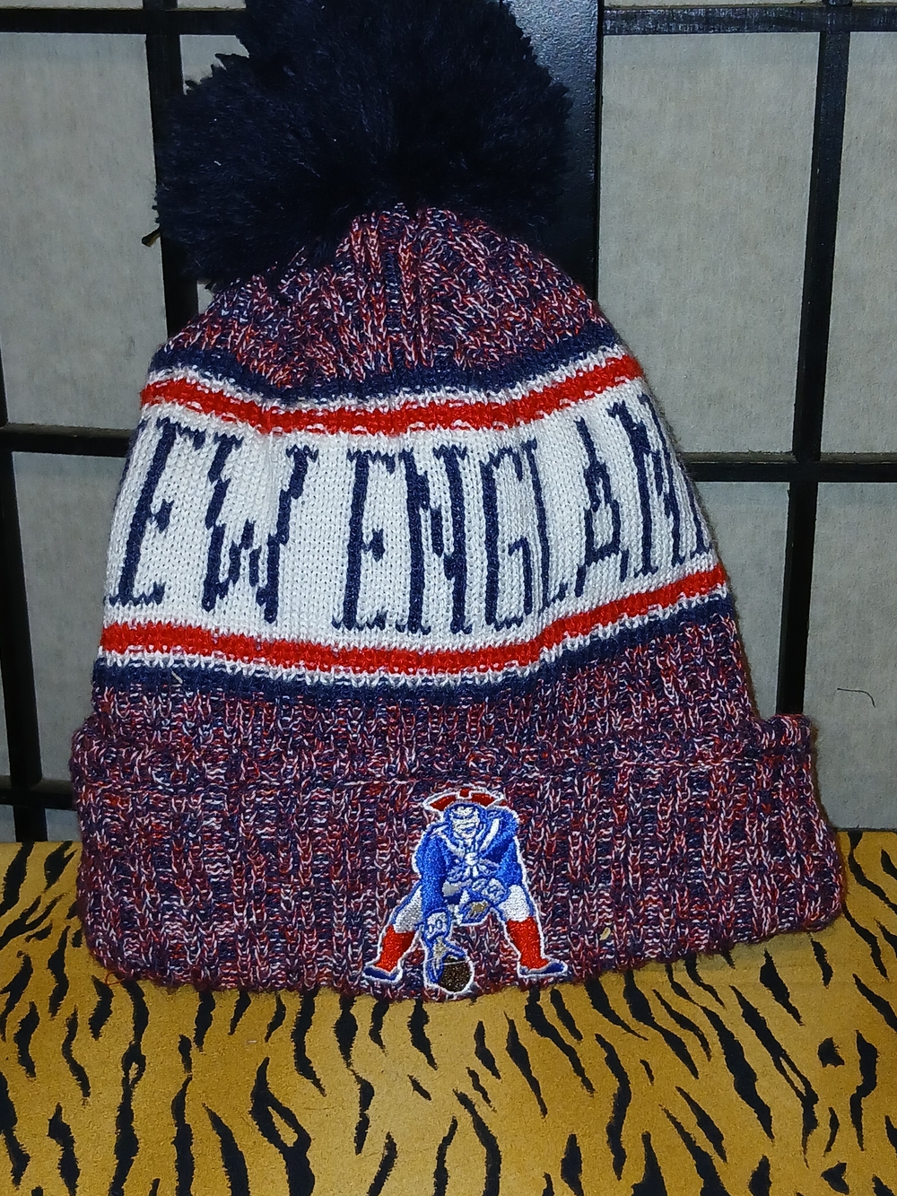 NFL Tri-Color Knit Beanie in Red, Navy & White